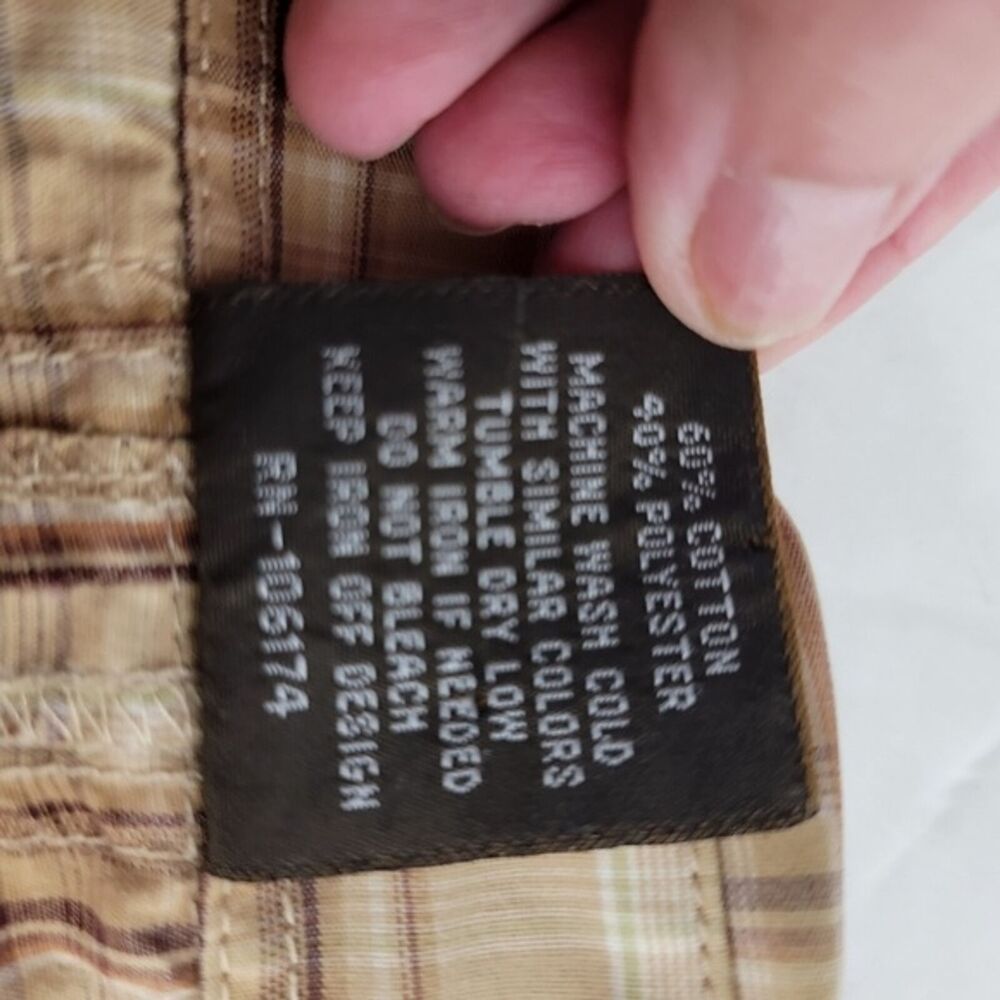 Demand Western brown plaid short sleeves shirt Size M button up casual - Picture 6 of 8